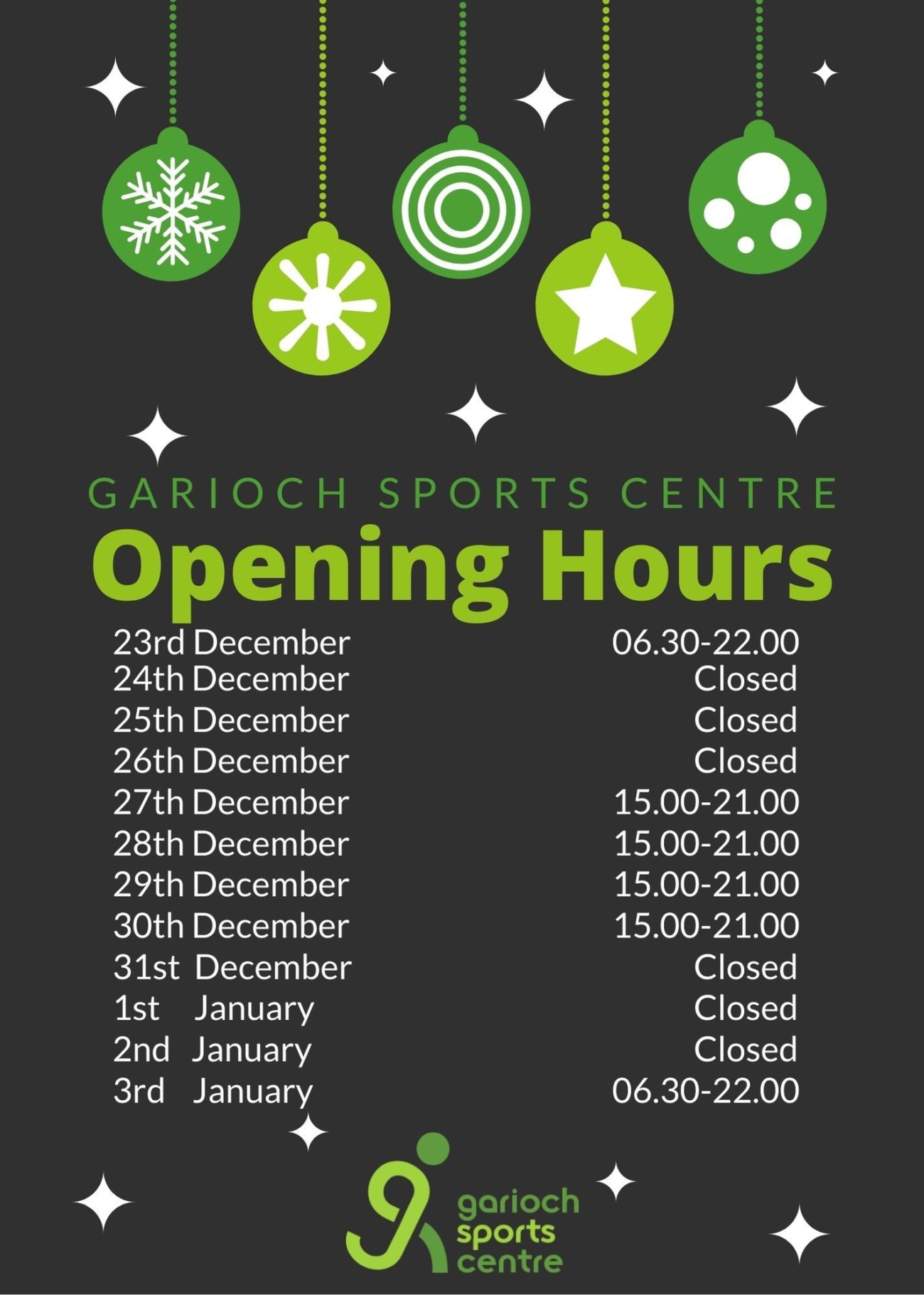 Festive Opening Hours & Classes