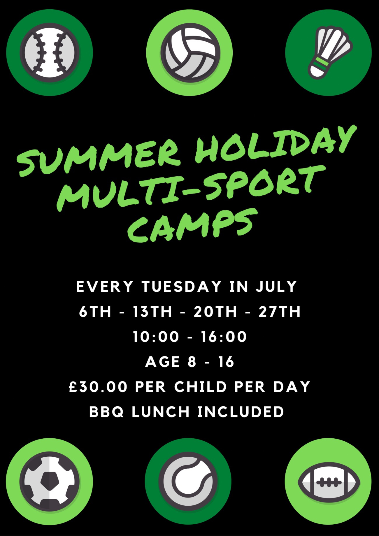 NEW Summer Multi Sport Day Camps