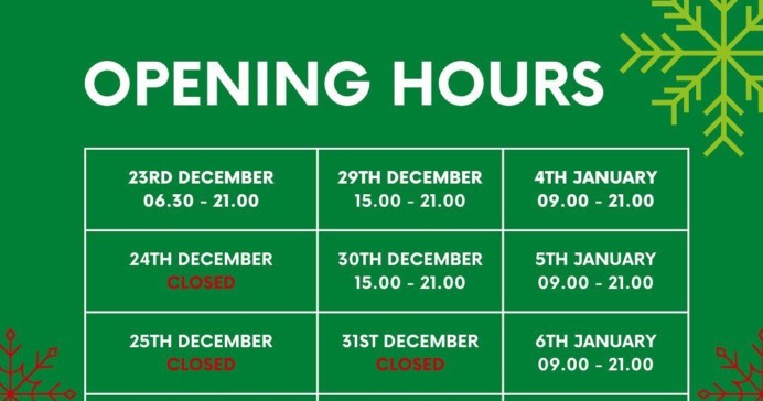 Christmas & New Year Opening Hours 2022/23